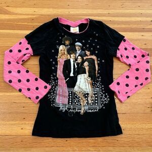Disney High School Musical vintage black/pink graphic long sleeve tee shirt